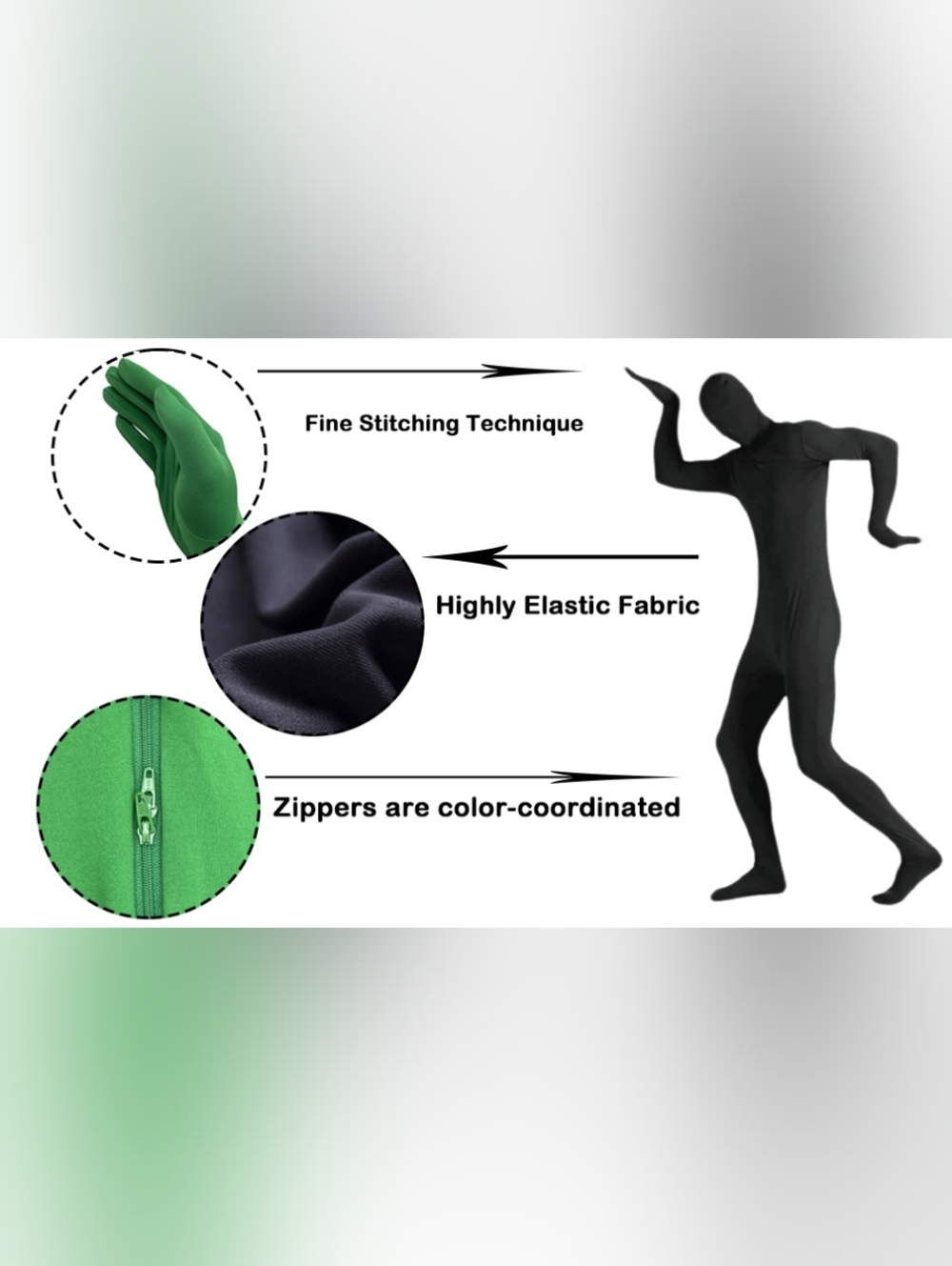 Men's and Women's Stretch Spandex Zentai Unitard Bodysuit Costume Without Hood - Picture 3 of 4